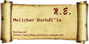Melicher Borbála névjegykártya